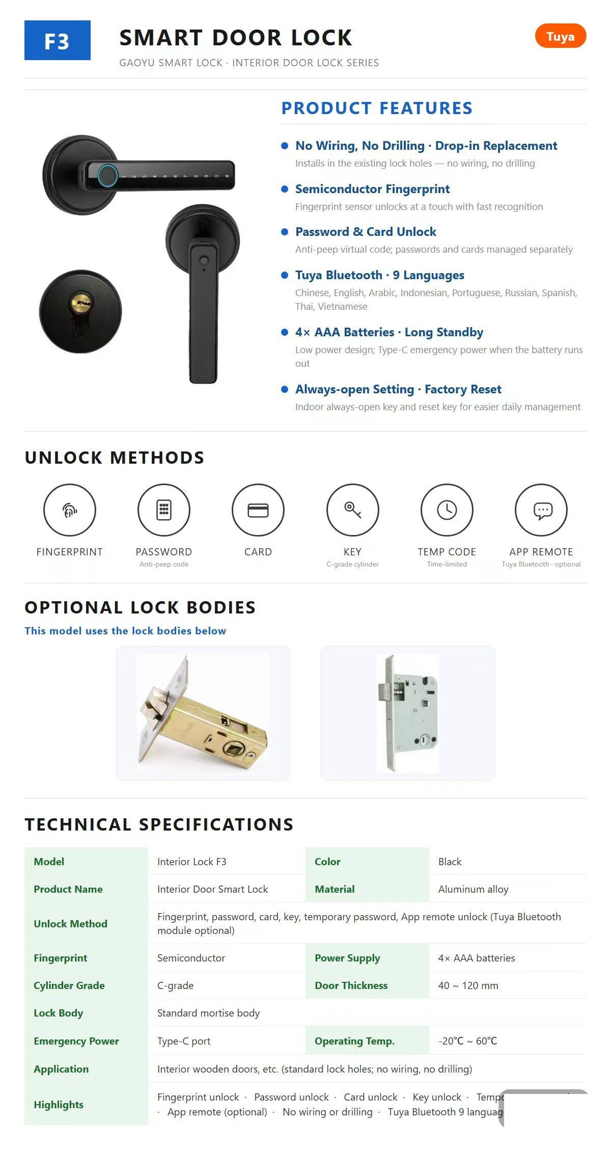 F3 specification sheet