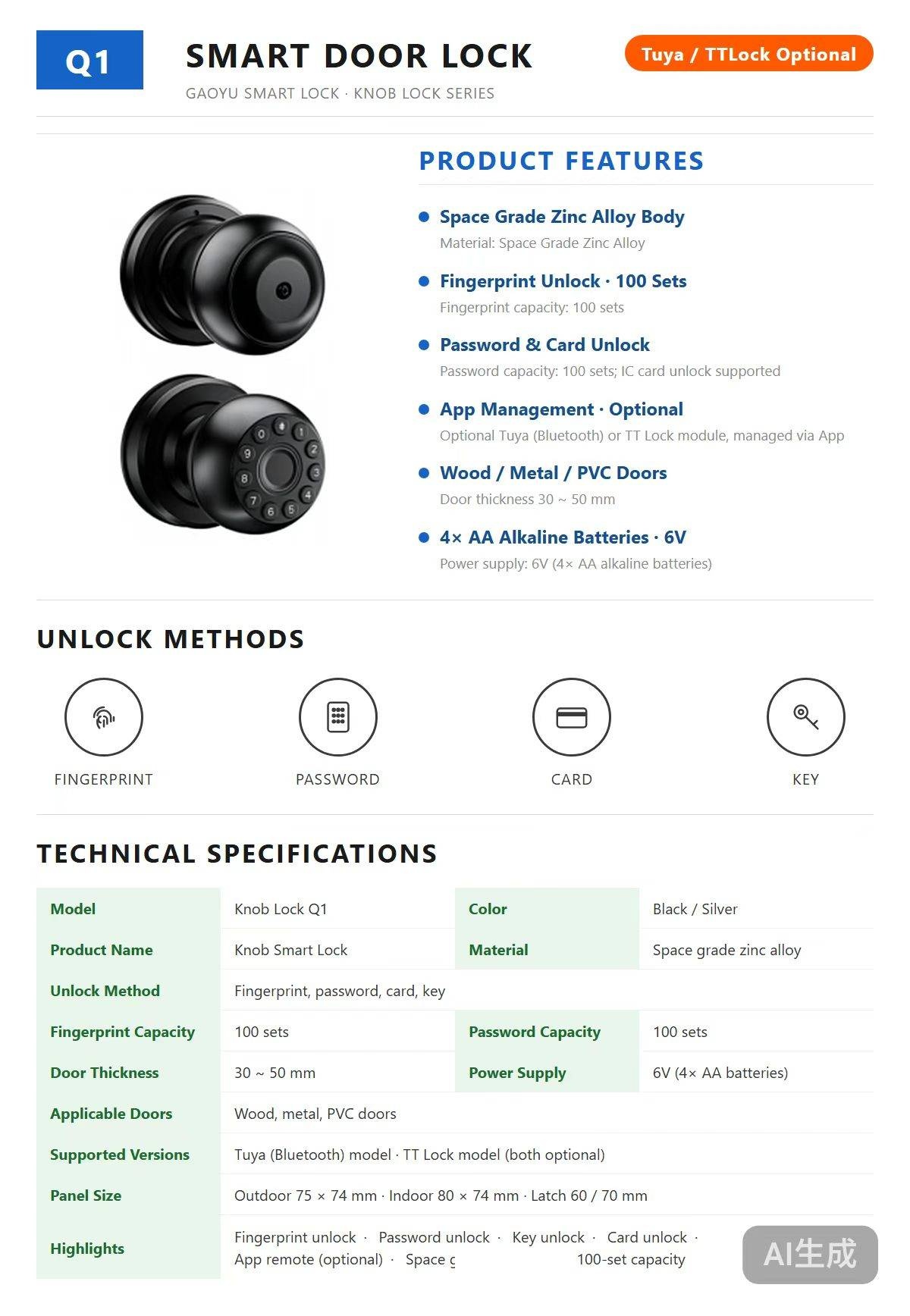 Q1 specification sheet