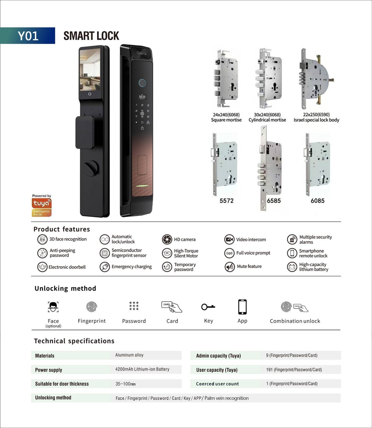 Y01 specification sheet